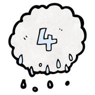 cartoon rain cloud with number four