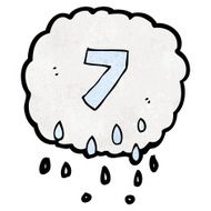 cartoon rain cloud with number seven