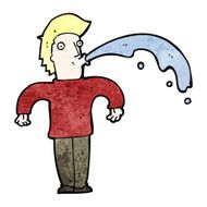 cartoon man spitting water N15