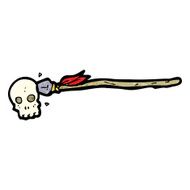 cartoon tribal spear with skull
