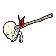 cartoon tribal spear with skull N2