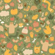 Autumn seamless pattern Doodle style