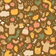 Autumn seamless pattern Doodle style N2