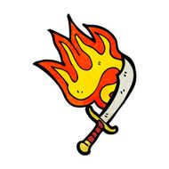 cartoon flaming sword N23