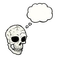 cartoon skull with thought bubble N91