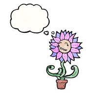 cartoon flower with thought bubble N75