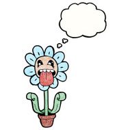 cartoon flower with thought bubble N76