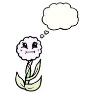 cartoon flower with thought bubble N77