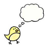 cartoon bird with thought bubble N436