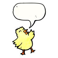 cartoon yellow chick with speech bubble N5