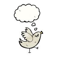 cartoon bird with thought bubble N437