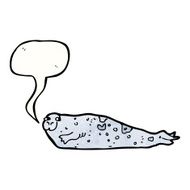 cartoon seal with speech bubble N28