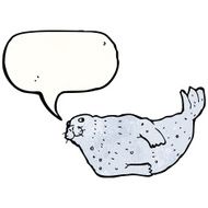 cartoon seal with speech bubble N29