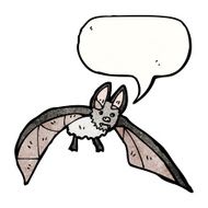 cartoon bat with speech bubble N32
