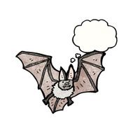 cartoon bat with thought bubble N28