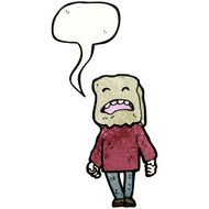 cartoon man with bag on head N10
