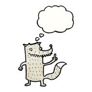 cartoon wolf with thought bubble N59