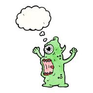 cartoon monster with thought bubble N69