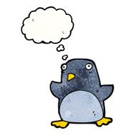 penguin with thought bubble cartoon N8