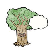 happy tree with thought bubble cartoon N3