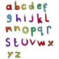 cartoon pencil shaped alphabet N5