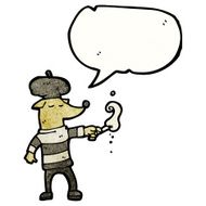 smoking dog in beret N3