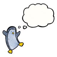 penguin with thoguth bubble cartoon N5