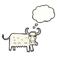 cartoon cow with thought bubble N48