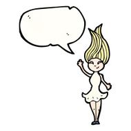 cartoon blond woman in dress N3