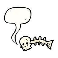 cartoon spooky fish bones symbol N7