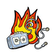 retro personal cassette player cartoon N2