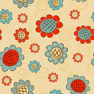 cartoon flowers seamless pattern