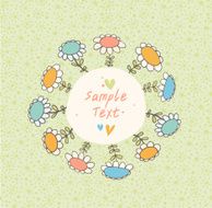 Green spring seamless banner with drawn flowers