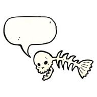 cartoon spooky fish bones symbol N9