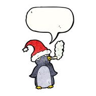 cartoon penguin in christmas hat smoking cigarette N5