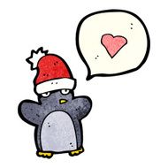cartoon penguin in christmas hat N11