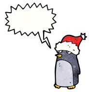 cartoon penguin in christmas hat N12