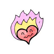 Flaming love heart cartoon