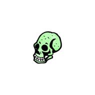 cartoon spooky green skull N18