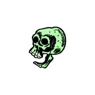 cartoon spooky green skull N19