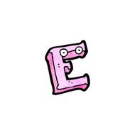 cartoon letter e with eyes N3