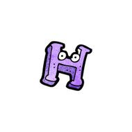 cartoon letter h with eyes N3