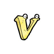 cartoon letter v with eyes N3