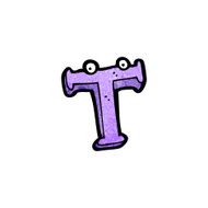 cartoon letter t with eyes N3