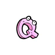 cartoon letter q with eyes N4