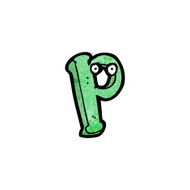 cartoon letter p with eyes N4