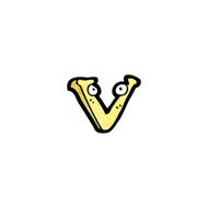 cartoon letter v with eyes N4