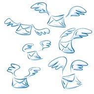 winged envelopes set