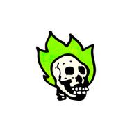 flaming spooky skull cartoon N8