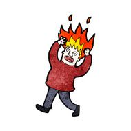 cartoon man with hair on fire N10